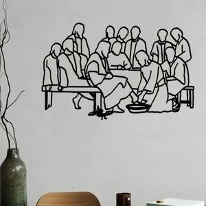 Jesus washing his disciples feet - Last Supper minimalist art